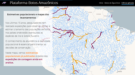  O storymap Botos Amazônicos traz informações de maneira fácil e acessível 