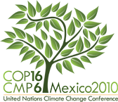 Logo da COP-16 em Cancún, México.