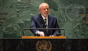 O presidente do Brasil, Luiz Inácio Lula da Silva discursa na 78ª Assembleia Geral da Organização das Nações Unidas (ONU) 