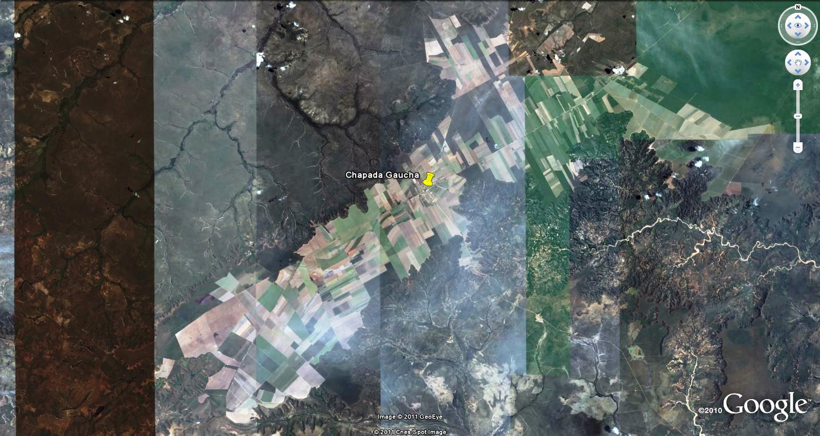 Panorama de Chapada Gaúcha (MG) a partir de imagem do Google Earth