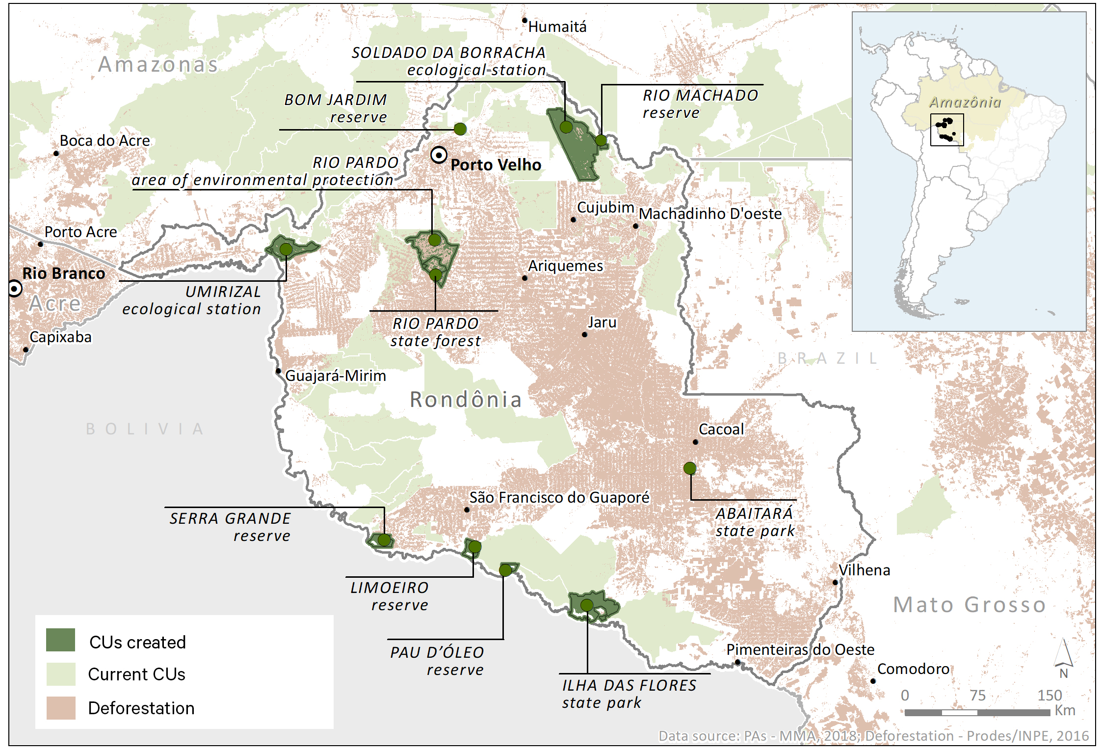 Map of Rondônia, state of Brazil